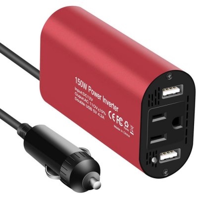 150W Power Inverter DC 12V to 110V AC Car Inverter with 4.8A Dual USB Car Adapter