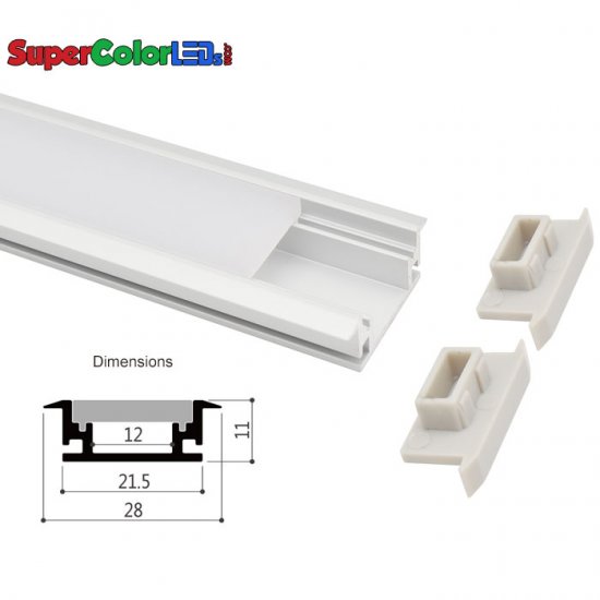28x11mm Deep Surface Mount Aluminum Profile Housing for LED Strip Lights - LE2811 Series - Click Image to Close
