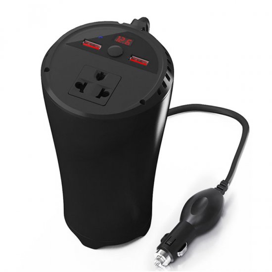 12V DC to 110V AC Cup Shaped 200W Power Car Inverter with Universal Socket - Click Image to Close