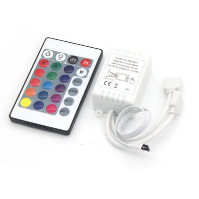 24 Keys Wireless IR Remote Controller with Receiver for RGB Light Strip - Dual Outputs