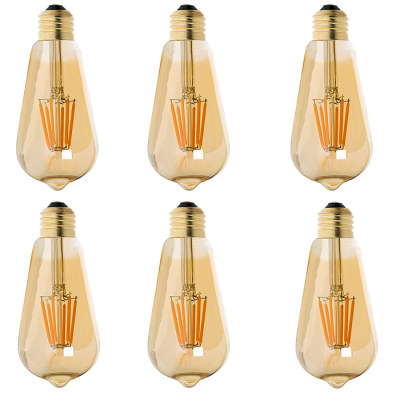 ST18 LED Filament Bulb - Gold Tint Vintage Light Bulb - 40 Watt Equivalent - Dimmable - 343 Lumens, 6-Pack