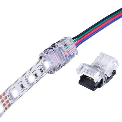 Non-stripping LED Strip Connector for Non-Waterproof IP20 10mm Wide RGB Strip Light,22-18AWG Wire Supported - 10pcs(No Wire)