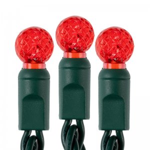 Round LED Christmas String Lights - 25ft - 50 Mini G12 Bulbs - Green Wire