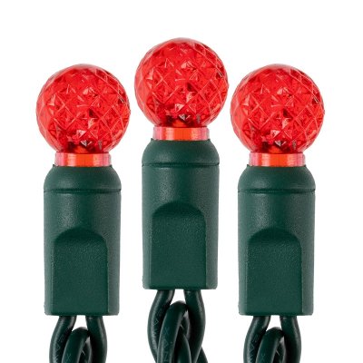 Round LED Christmas String Lights - 25ft - 50 Mini G12 Bulbs - Green Wire