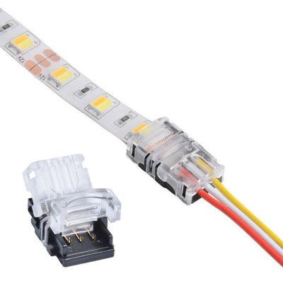 LED Strip Lights Connector Terminal 3 Pin 10mm Waterproof IP65 and IP54 for Dimmable, Dual Color, WS2812,WS2811 Digital Tape Light,Pack of 10(No Wire)