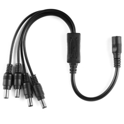 DC 1 Female to 4 Male Output Power Splitter Cable Y Adapter For Security Surveillance Accessories Black