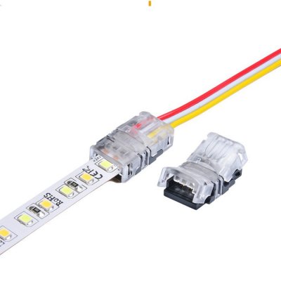 LED Strip Connector Terminal 3 Pin 10mm Non-Waterproof IP20 for Dimmable, Dual Color, WS2812,WS2811 Digital Tape Light,Pack of 10(No Wire)