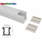 21x26mm Deep Recessed Aluminum Profile Housing for LED Strip Lights - LR2126 Series