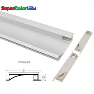 Molding Style Recessed Aluminum Profile Housing for LED Strip Lights - Anodized Aluminum LED Channel
