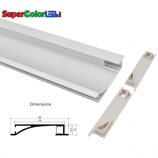 Molding Style Recessed Aluminum Profile Housing for LED Strip Lights - Anodized Aluminum LED Channel - Click Image to Close