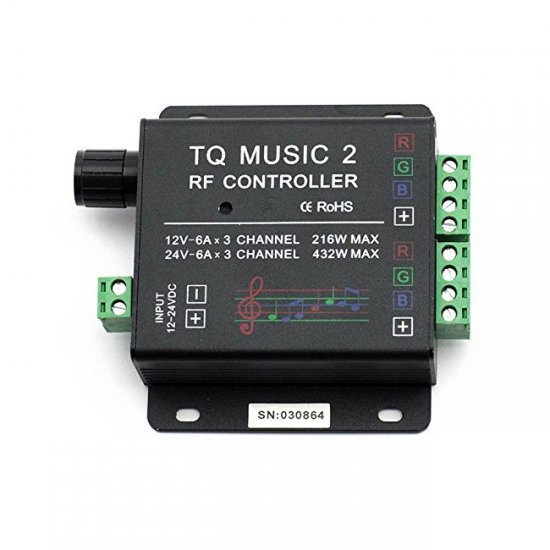 TQ Music 2 Touch Controller RF Sensitivety Backlight RF Remote DC12V-24V 18A Audio 3.5mm Music Controller for RGB LED Strip Lights - Click Image to Close