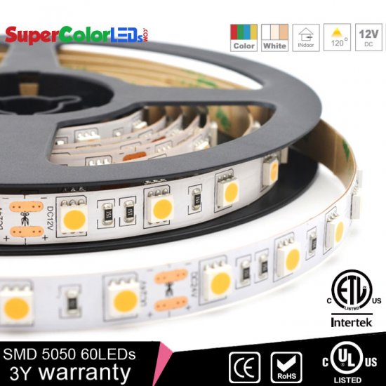 LED Strip Lights - 12V LED Tape Light with 18 SMDs/ft. 3 Chip SMD LED 5050 - 380 Lumens/ft. - Click Image to Close
