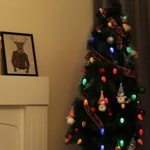 33.3 feet 50 LEDs Colored Christmas Light Strands C9 Bulbs for Patio Garden Holiday Indoor Home Decorating - Outdoor LED String Lights Weatherproof Strawberry Lights