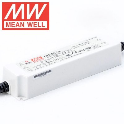 Mean Well LED Switching Power Supply - LPF Series Constant Current LED Driver with Built-in PFC - 16-60W - 12V DC