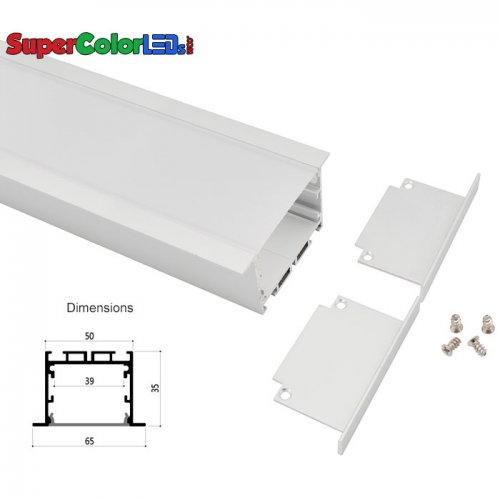 65x35mm Deep Recessed Aluminum Profile Housing for LED Strip Lights - LE6535 Series