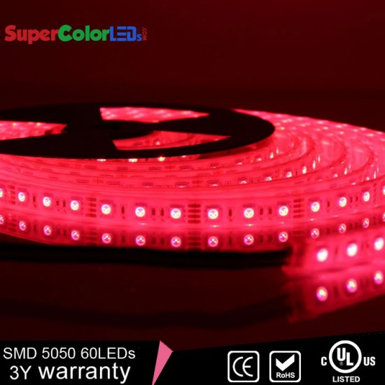 Outdoor RGB LED Strip Lights - Waterproof 12V LED Tape Light - 97 Lumens/ft. - Click Image to Close