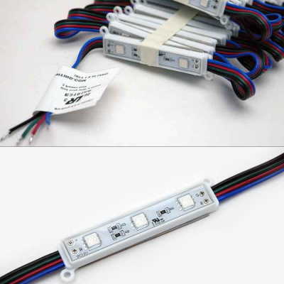 RGB LED Modules - Linear Sign Modules w/ 3 SMD LEDs - 22 Lumens, 25-Pack