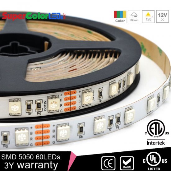 RGB LED Strip Lights - 12V LED Tape Light w/ LC4 Connector - 244 Lumens/ft. - Click Image to Close