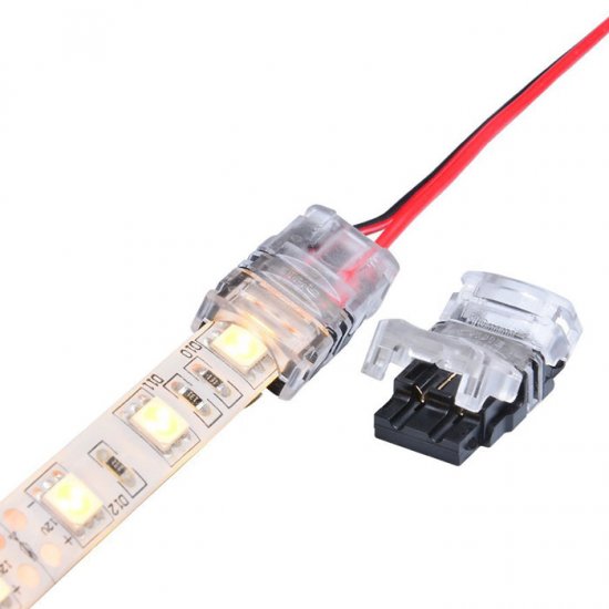LED Strip Connector 2 Pin for 10mm Single Color Waterproof IP65/IP54, DIY Lead Connector Wire for Strip to Power / Dimmer or Board-to-Board Jumper,10 PCS Pack(No Wire) - Click Image to Close