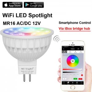 Mi Light 4 Watt MR16 Color Changing LED Spotlight WiFi Lamp RGB +CCT,Dimmable - FUT104