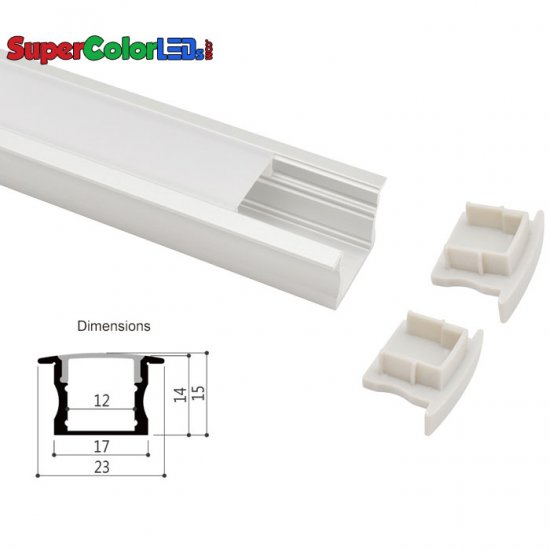 23x14mm Deep Surface Mount Aluminum Profile Housing for LED Strip Lights - LE2314 Series - Click Image to Close
