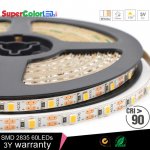 High CRI LED Strip Light - Slim 5V One LED Cuttable LED Tape Light w/ LC2 Connector - 543 Lumens/Meter.