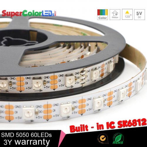 Built - in IC Addressable RGB LED Strip Lights - Dream Color Chasing DC5V LED SK6812 Digital 300 RGB LED Tape Lights