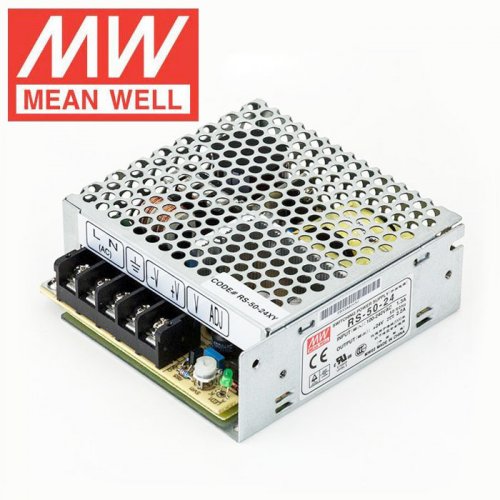 Mean Well LED Switching Power Supply - RS Series 50W Enclosed LED Power Supply - 24V DC