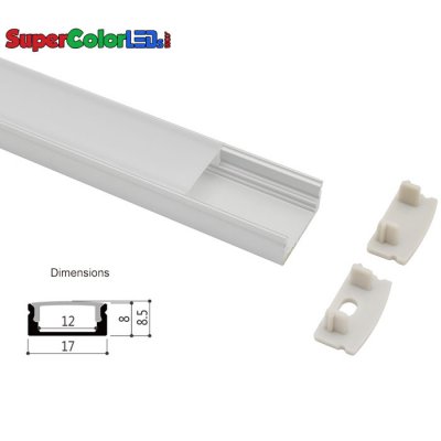 17x08mm Low Profile Surface Mount LED Profile Housing for LED Strip Lights - LS1708 Series