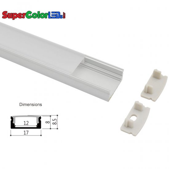 17x08mm Low Profile Surface Mount LED Profile Housing for LED Strip Lights - LS1708 Series - Click Image to Close
