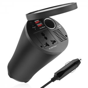 150W Cup Shaped Power Inverter converter 12V DC to AC 110V Car inverter with U.S socket USB 4.8A