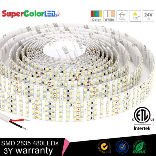 Brightest LED Light Strips - 24V Quad Row LED Tape Light with 137 SMDs/ft., 1 Chip SMD LED 3528 - Click Image to Close