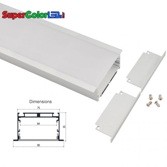 90x35mm Deep Recessed Aluminum Profile Housing for LED Strip Lights - LE9035 Series - Click Image to Close
