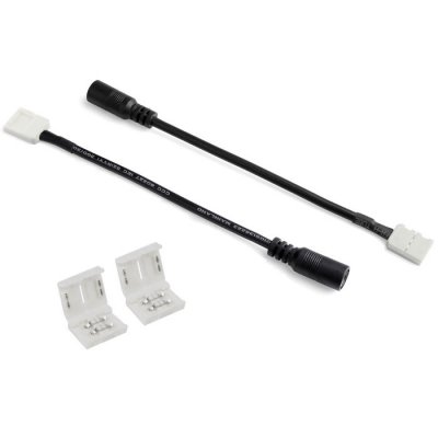2 Pcs Adapter Cable + 2 Pcs 2-Pin 8mm Connector Kit for 3528/2835 Single Color LED Strip Lights, Gapless Strip to Strip, Cables Connect Adapter and LED Strips, Seamlessly Extend LED Strip Lights
