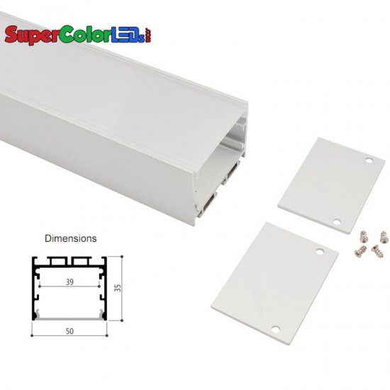 50mm Wide Up/Down Aluminum Profile Housing for LED Strip Lights - Anodized Aluminum LED Channel - LS5035 Series - Click Image to Close
