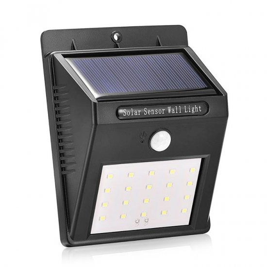 Bright Solar Lights Outdoor Motion Sensor, IP64 Waterproof 20 LEDs Solar Wall Light Emergency Wall Lamp Garage Garden - Click Image to Close