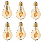 A19 LED Bulb - Gold Tint Victorian Style LED Filament Bulb - 40 Watt Equivalent - Dimmable - 470 Lumens, 6-Pack