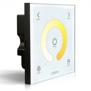 D2 Wall-mounted Touch Panel Color Temperature Changing Adjustable Dimmer Controller Bi-colored WW/CW Dual White LED Strip Lights 12-24V 8A (5 Year Warranty)
