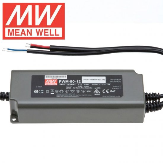 Mean Well LED Switching Power Supply - PWM Series 40-120W LED Power Supply - 12V Dimmable - Click Image to Close