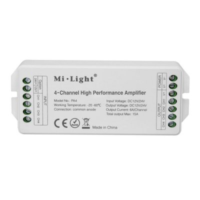 MiLight 4-Channel Hight Performance Amplifier DC 12-24V For RGB/ RGBW LED Strip Light - PA4