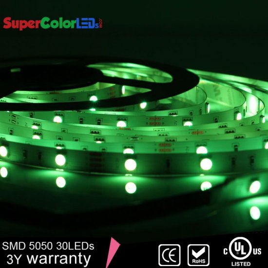 RGB LED Strip Lights - 12V LED Tape Light w/ LC4 Connector - 122 Lumens/ft. - Click Image to Close