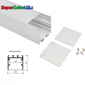 Pendant Profiles 35x35mm Low Profile Surface Mount LED Profile Housing for LED Strip Lights - Width 24mm LED Aluminum Channel System with Cover, End Caps
