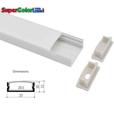 23x10mm Low Profile Surface Mount LED Profile Housing for LED Strip Lights - LS2310 Series