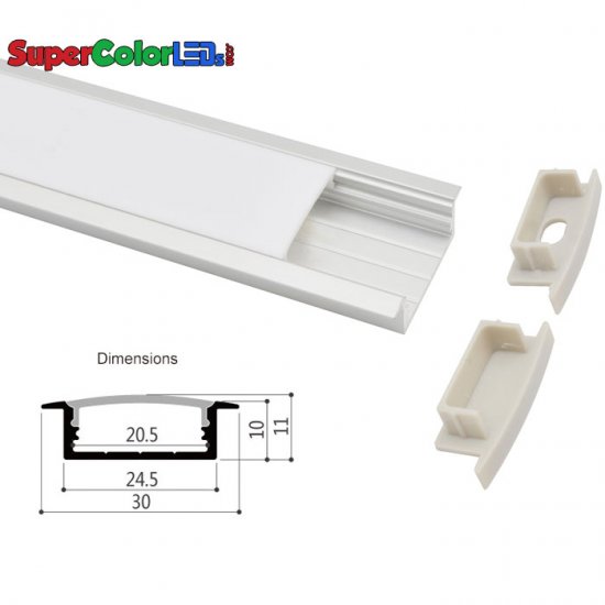 30x10mm Deep Surface Mount Aluminum Profile Housing for LED Strip Lights - LE3010 Series - Click Image to Close