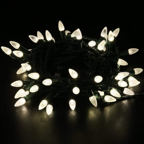 18ft Multicolored 50 LED String Lights C3 Warm White Christmas Decoration Lights For Patio Indoor And Outdoor Commercial Grade