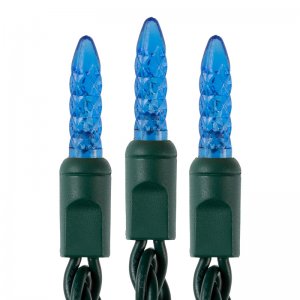 Mini LED Christmas String Lights - 25ft - 50 Faceted M5 Bulbs - Green Wire