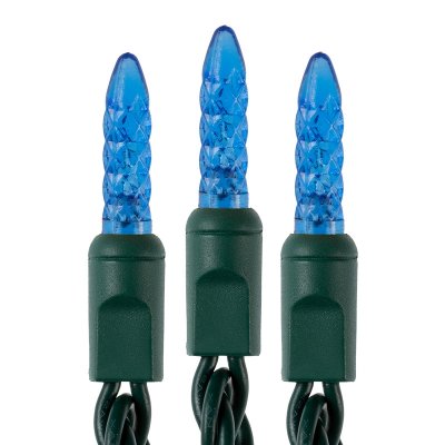 Mini LED Christmas String Lights - 25ft - 50 Faceted M5 Bulbs - Green Wire