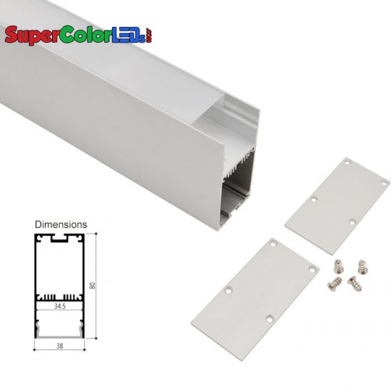 Pendant Profiles 38x80mm Low Profile Surface Mount LED Profile Housing for LED Strip Lights - Width 34mm LED Aluminum Channel System with Cover, End Caps - Click Image to Close