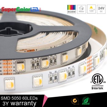 RGBW LED Strip Lights - 24V LED Tape Light w/ White and Multicolor LEDs - Advanced Color Blending - 430 Lumens/ft.