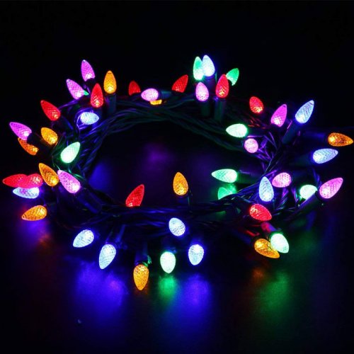 18ft Multicolored 50 LED String Lights C3 Christmas Decoration Lights for Patio Indoor and Outdoor Commercial Grade